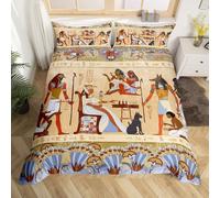 Set di biancheria da letto con motivo egiziano retrò antico Egitto, per donne, uomini, adulti, cultura egiziana, copripiumino tribale con aquila tribale, decorazione per camera da letto, 2 pezzi, per