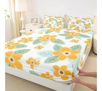 Set di biancheria da letto con motivo floreale anni '90, per ragazze e ragazzi, con lenzuolo con angoli, stile shabby chic, decorazione per la stanza, con 2 federe, senza parte superiore, matrimoniale