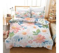 Set di Biancheria da Letto con Motivo Floreale e Federe,Copripiumino 240X220 Reversibile con Fiori Rosa e Foglie Verdi per Donna,Uomo e Bambino,Copripiumino 240X220 Rustico da Giardino in Microfibra