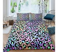 Set di biancheria da letto con motivo leopardato per ghepardo, per bambini, ragazze, donne, africa, leopardo, elegante, luminoso, colorato, pelle animale, per letto king size