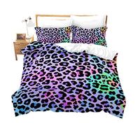 Set di biancheria da letto con motivo leopardato super king leopardato colorato set copripiumino Africa Cheetah decorativo ragazzi ragazze adulti morbido traspirante in microfibra con 2 federe