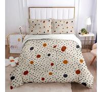 Set Di Biancheria Da Letto Con Motivo Punti Colorati Grandi E Piccoli Su Sfondo Bianco 3D In 3 Pezzi, Copripiumino Singolo Invernale In Microfibra 150X200Cm E 2 Federe 50X80Cm, Chiusura A Cerniera,