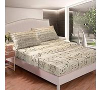 Set di biancheria da letto con note musicali, set di biancheria da letto e bambini, in retrò, resistente alle macchie, geometriche a righe, per camera, 3 pezzi