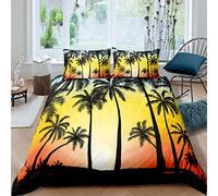 Set di biancheria da letto con palme Hawaii Beach Vacation Copripiumino per bambini ragazzi e ragazze tropicali Piante Trapunta Rami Botanici Copriletto Collezione 2 Pz Singolo