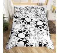 Set di biancheria da letto con panda simpatico animale panda con orso mimetico grigio set copripiumino per ragazzi ragazze e bambini adolescenti cartone animato gigante panda Bdespread set singolo
