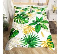 Set di biancheria da letto con rami tropicali verdi copripiumino per bambini motivo a foglie botaniche trapunta copriletto estivo natura decorazione camera da letto copripiumino 3 pezzi king size