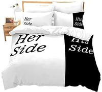 Set di biancheria da letto con scritta in inglese "Her Side", super king size, colore bianco e nero, per donne e amanti delle donne, in microfibra, morbido e traspirante, della camera con zip