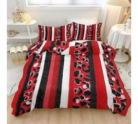 Set di biancheria da letto con Semplici Strisce Rosse E Nere set copripiumino per ragazzi ragazze e bambini adolescenti, Stampa Leopardata Bdespread set