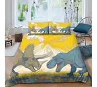 Set Di Biancheria Da Letto Con Stampa Di Triceratops Vs T-rex,3D Dinosaur Copripiumino Microfibra Chiusura A Cerniera Per Ragazzi,adolescenti, E Adulti Double(200x200cm)
