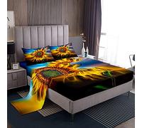 Set di biancheria da letto con stampa floreale di girasoli per ragazzi e ragazze, set di biancheria da letto con girasoli in fiore, ama la vita, con 1 federa, 3 pezzi, per letto singolo