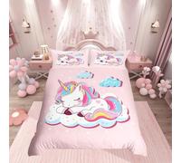 Set di Biancheria da Letto Con Unicorno - Fantasia Animali Magici per Bambine e Ragazze - Copripiumino Super King