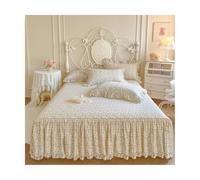 Set di biancheria da letto con volant, in velluto di latte, 150 x 200 cm, 3 pezzi, mantovana giroletto, materasso, copertura protettiva avvolgente, con 2 federe (beige B, super/king size, 200 x 220)