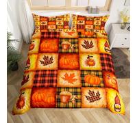 Set di biancheria da letto con zucca autunnale per ragazze e ragazzi per letto singolo Happy Fall Y'all, set copripiumino decorativo per il Ringraziamento, copripiumino vintage turchia, 2 pezzi