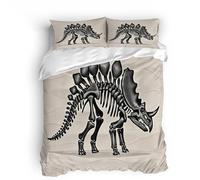 Set di biancheria da letto copripiumino 3d Animali Dinosauri microfibra morbida chiusura a cerniera Fumetto In Bianco E Nero per adulti e bambini-135x200cm+con 2 federe 50x75cm