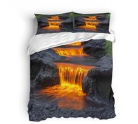 Set di biancheria da letto copripiumino 3d Cascate Di Lava microfibra morbida chiusura a cerniera Scenario Naturale per adulti e bambini-135x200cm+con 2 federe 50x75cm