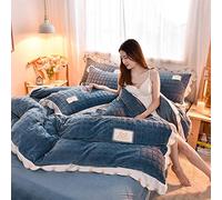 Set di Biancheria da Letto da 4 Pezzi, 2020 Velluto di Cristallo Spesso, Quattro Pezzi, Velluto di Latte, Quattro Pezzi, Copripiumino in Visone Dorato Autunnale e Invernale, Pasta di Fagioli Rossi_