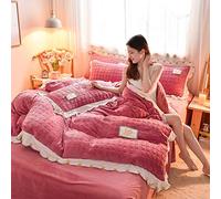 Set di Biancheria da Letto da 4 Pezzi, 2020 Velluto di Cristallo Spesso, Quattro Pezzi, Velluto di Latte, Quattro Pezzi, Copripiumino in Visone Dorato Autunnale e Invernale, Pasta di Fagioli Rossi_
