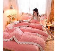 Set di Biancheria da Letto da 4 Pezzi, 2020 Velluto di Cristallo Spesso, Quattro Pezzi, Velluto di Latte, Quattro Pezzi, Copripiumino in Visone Dorato Autunnale e Invernale, Pasta di Fagioli Rossi_
