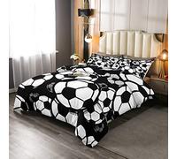 Set di biancheria da letto da calcio per bambini ragazzi ragazze pallone piumino traspirante giochi competitivi 3D America calcio nero bianco piumino per letto 135x200cm