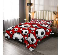 Set di biancheria da letto da calcio per ragazze e ragazzi sportivi set di piumone rosso piumino piumino giochi competitivi inserto/trapunta 3D America calcio 135x200cm