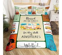 Set di biancheria da letto da campeggio per auto da viaggio per camper per bambini ragazzi ragazze ragazzi ragazzi felice campeggio copripiumino copriletto decorazione vintage in legno matrimoniale
