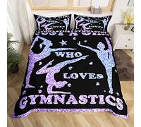 Set di biancheria da letto da ginnastica per ragazze amanti della ginnastica Set copripiumino per figlia ragazze bambini ginnasta Sports Decor trapunta set viola glitter copriletto copripiumino per
