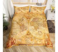 Set di biancheria da letto da viaggio con stampa cartina vintage Globe Atlas Set copripiumino per bambini bambini ragazzi ragazze microfibra a tema oceano retrò copriletto king size biancheria da