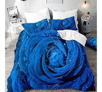 Set di Biancheria da Letto di Fiore Stampa, Morbuy 3D Set Copripiumino Matrimoniale Singolo King in Microfibra con Federa e Copripiumini a Cerniera (Bocciolo di Rosa,180x220cm)