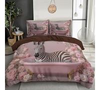 Set Di Biancheria Da Letto Di Matrimoniale 3D Zebra Nella Vasca Da Bagno Stampa Digitale, Set Copripiumino In Morbido Microfibra Con Federa E Copripiumini A Cerniera (200 X 200 Cm, Modelli Animali)