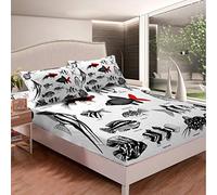 Set di biancheria da letto di pesce per ragazze ragazzi oceano marino lenzuola set nero bianco animale subacqueo lenzuolo con angoli fumetto creatura Sealifeletto copertura king 3 pz