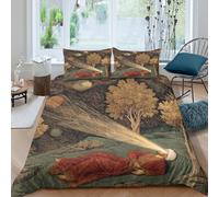 Set Di Biancheria Da Letto Di Un uomo con una fluente veste rossa, il suo terzo occhio irradia luce Stampato in 3D Con Federe, Copripiumino in Microfibra Morbida Per Ragazzo, Ragazza Double（200x200cm）