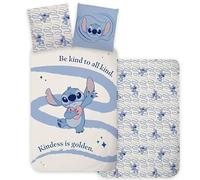 BrandMac Lilo & Stitch - Set di biancheria da letto per lettino, copripiumino 100 x 135 cm, con federa 40 x 60 cm, 100% cotone, perfetto per i più piccoli, biancheria da letto reversibile per bambini