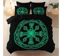 Set di biancheria da letto double face per bambini 200 x 200 cm, Parure Copripiumino Microfibra con Stampa Stile Celtico Rune, Nero Morbido e Calda Adatto ad adulti e bambini