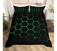 Set di biancheria da letto esagonale 3D geometrica a nido d'ape copripiumino alveare esagono consolatore copertura neon verde nero biancheria da letto e biancheria da letto 2 pezzi formato singolo