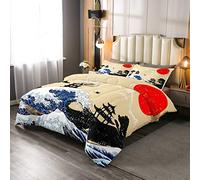 Set di biancheria da letto giapponese Ukiyoe Hokusai Comforter per bambini, ragazzi e ragazze in stile giapponese Carne Down Comforter traspirante con piumone e trapunta