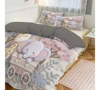 Set Di Biancheria Da Letto Giraffe Della Foresta Elefanti 200x200cm, Spazzolata Microfibra Copripiumino Simpatici Animali Dei Cartoni Animati Con 2 Federes, Morbido E Reversibile Copripiumino