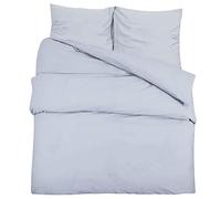 Set di biancheria da letto grigio 200 x 200 cm cotone 3 pezzi con 2 federe 65 x 65 cm, facile da pulire, antipiega, Oeko-Tex Standard 100, durevole, per camera da letto, look moderno