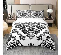 Set di biancheria da letto in 100% cotone damascato barocco damascato king size nero bianco gotico boho floreale per ragazzi ragazze adulti astratti fiori geometrici copripiumino copripiumino stile