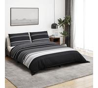 Set di biancheria da letto in cotone nero e bianco, 260 x 240 cm, con 2 federe 65 x 65 cm, facile da pulire, antipiega, per camera da letto, design moderno, elevato comfort durante il sonno