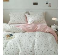 Set di biancheria da letto in cotone rosa bianco stile vintage giardino floreale copripiumino bohémien copripiumino ragazze donne queen size copripiumino con lacci con cerniera