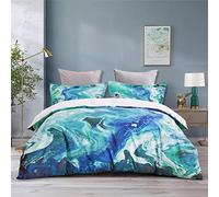 Set di Biancheria da Letto in Marmo Verde Acqua con Federe - Set Copripiumino 260X220 Lussuoso con Texture in Marmo Astratto per Adulti e Bambini - Copripiumino 260X220 in Morbida Microfibra Traspira