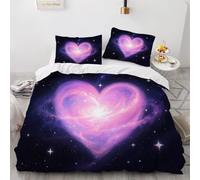 Set di biancheria da letto in microfibra Morbida Cuore Rosa Stampa 3D Copripiumino Singolo 155x220 cm Tema Romantico Copripiumini per Ragazzi e Ragazze con 2 Federe 50x80 cm m.1348