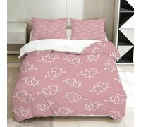 Set di biancheria da letto in microfibra Morbida Una Freccia Nel Cuore Stampa 3D Copripiumino Singolo 150x200 cm Tema D'amore Copripiumini per Ragazzi e Ragazze con 2 Federe 50x80 cm a.782