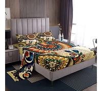 Set di biancheria da letto in stile boho con mandala, lenzuola a tema floreale etnico per ragazzi e ragazze, set di biancheria da letto a tema bohémien, tribù, retrò, 3 pezzi, misura singola