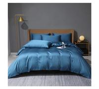 Set di biancheria da letto in tinta unita, 4 pezzi, copripiumino blu, lenzuolo con angoli, federa, letto matrimoniale king size, letto di lusso in una borsa, blu, letto king size 2,0 m, 4 pezzi.