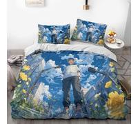 Set di biancheria da letto in tre pezzi con motivo anime: futuristico fantasy, copripiumino in morbida microfibra con due federe (02,240 x 220 cm+50 x 75 cm*2)