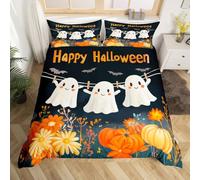 Set di biancheria da letto Kawaii per Halloween, per culla, fantasma, festival, tema zucca, per bambini, ragazze, ragazzi, decorazione per la camera, copripiumino vintage floreale traspirante (senza