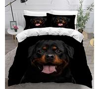 Set di biancheria da letto king size Rottweiler animale cane nero copripiumino matrimoniale con federe cerniera nascosta adulti adolescente 3 pezzi soffice copripiumino king size