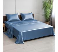 Set di biancheria da letto LINENWALAS per letto matrimoniale, 300 fili, 100% bambù, tessuto satinato rinfrescante, set di biancheria da letto con 1 lenzuolo con angoli, 1 lenzuolo e 2 federe