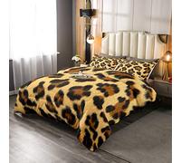 Set di biancheria da letto Loussiesd con piumino in pelliccia di leopardo per bambini, ragazzi e ragazze, fauna selvatica, piumino inserto trapunta/trapunta, 135x200CM, Animal Print, 2 pezzi